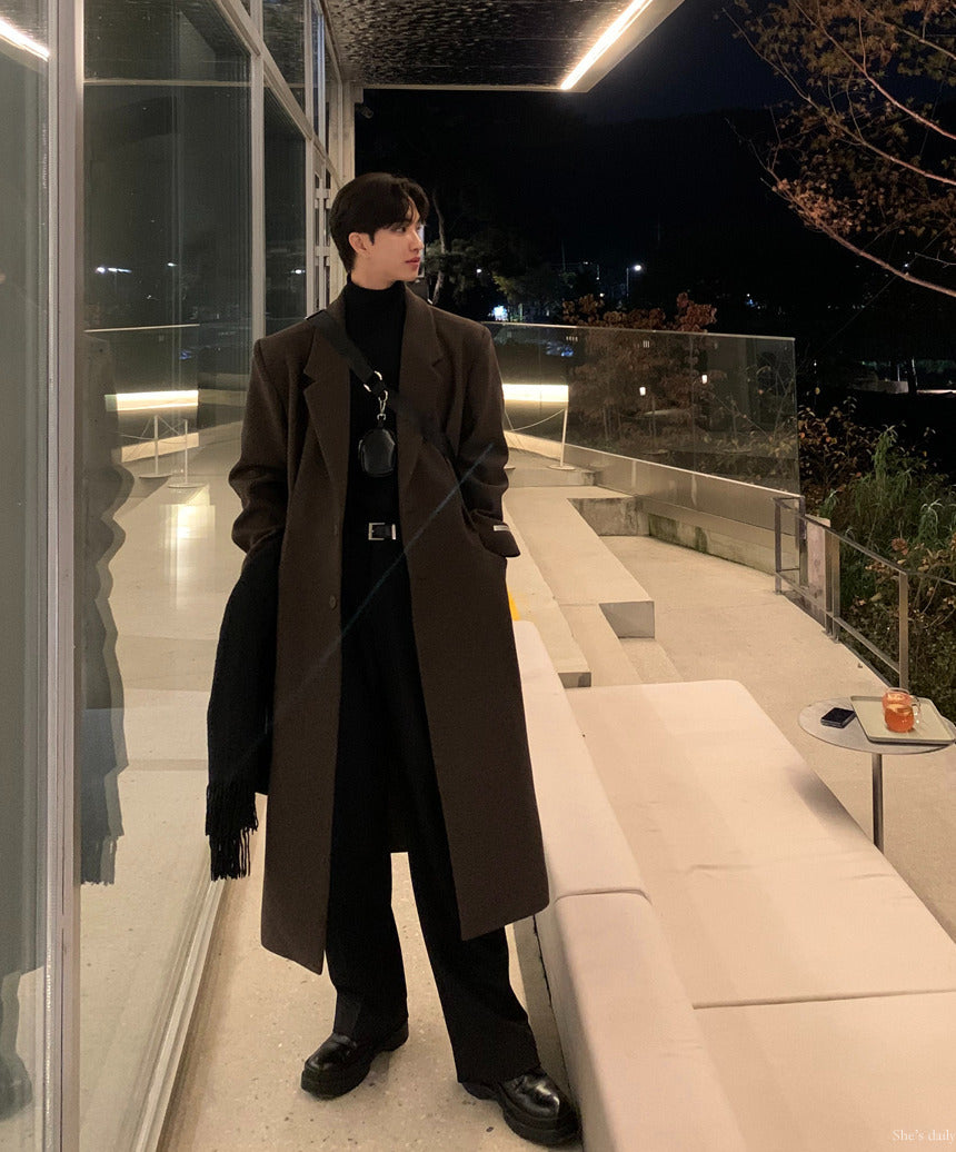 【LOOKPLE】Dart Maxi Overfit Wool Coat ★