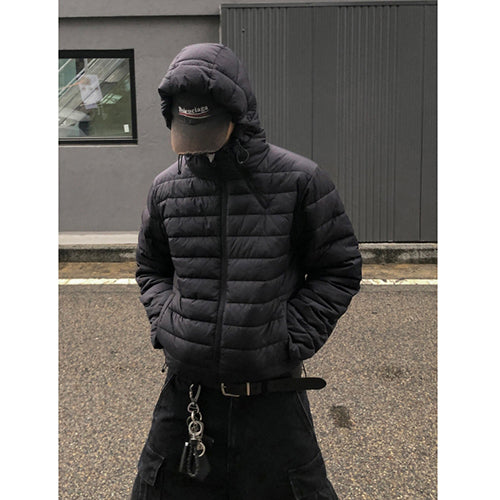 ★韓国人気★ESSU★PREMIUM DIAGONAL ZIPPER HOODED PADDING