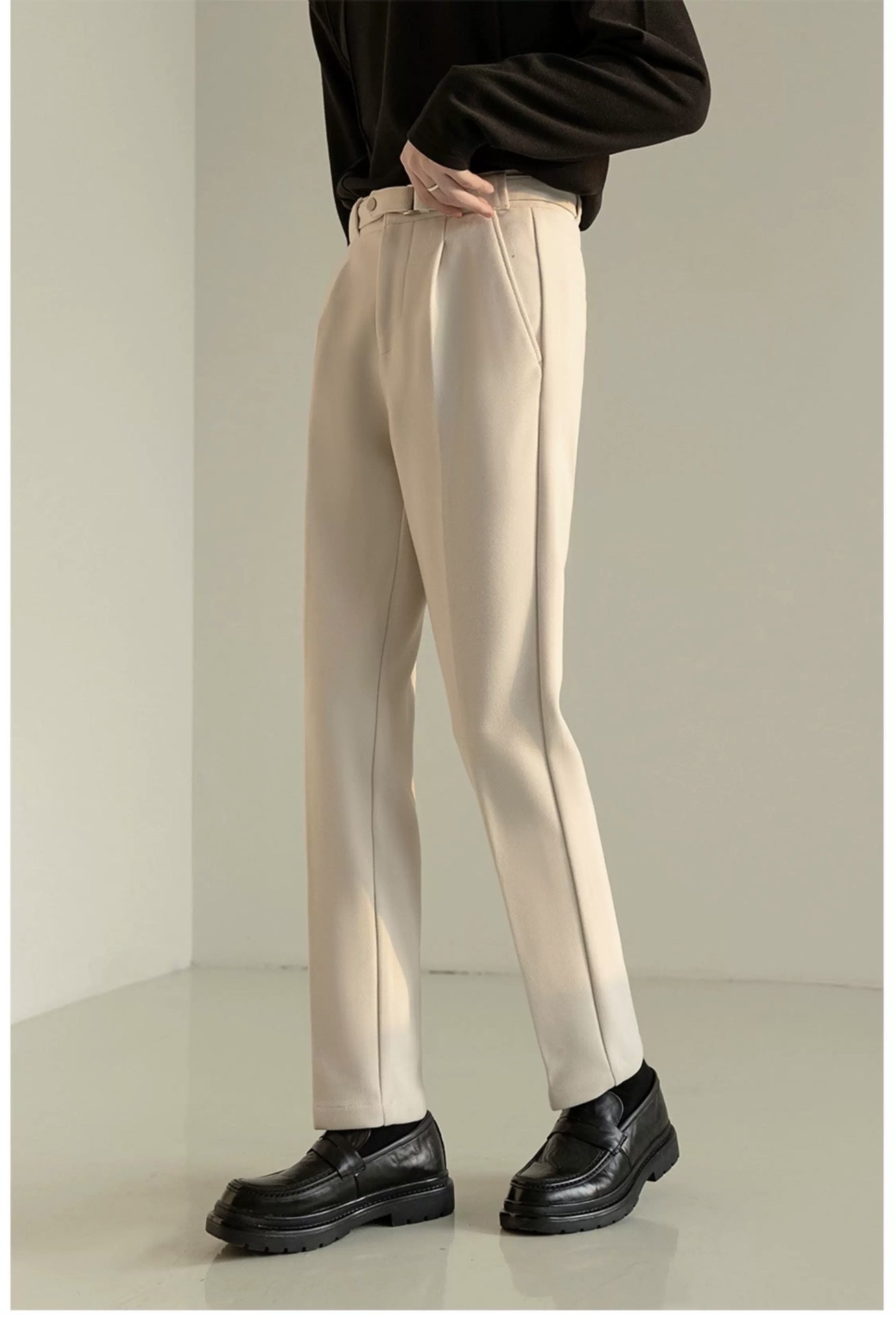 メンズ無地ラシャスラックスロングパンツ秋冬おしゃれ