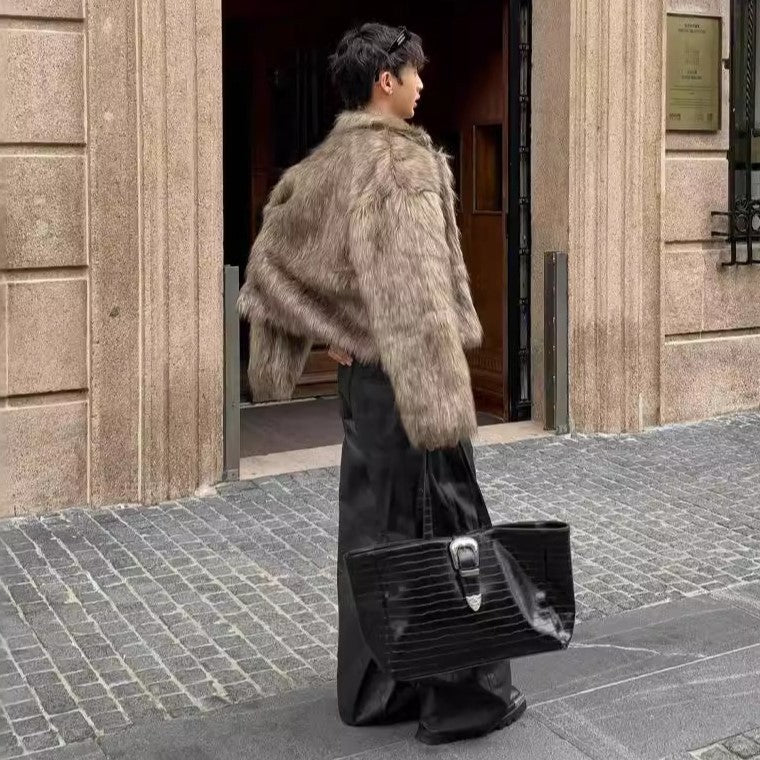 メンズ ファー コート ショート丈 ジャケット エレガント 韓国