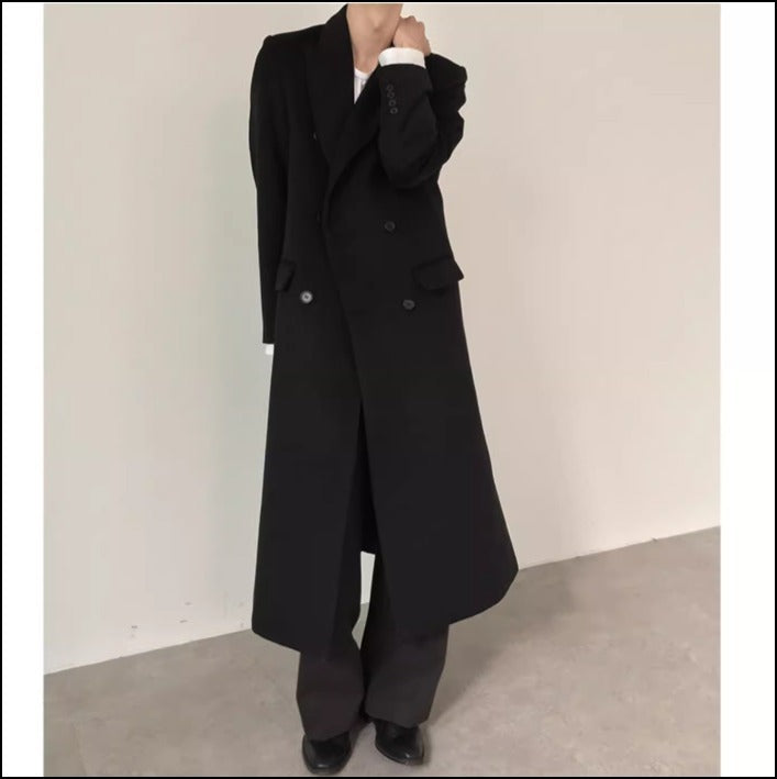 メンズ お洒落 綺麗め ウールタッチ ロングコート シンプル