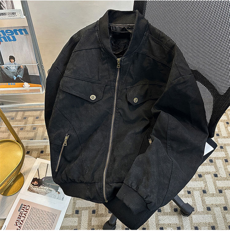 コーデュロイジャケット ユーズド加工 レトロブルゾン 2色 韓国