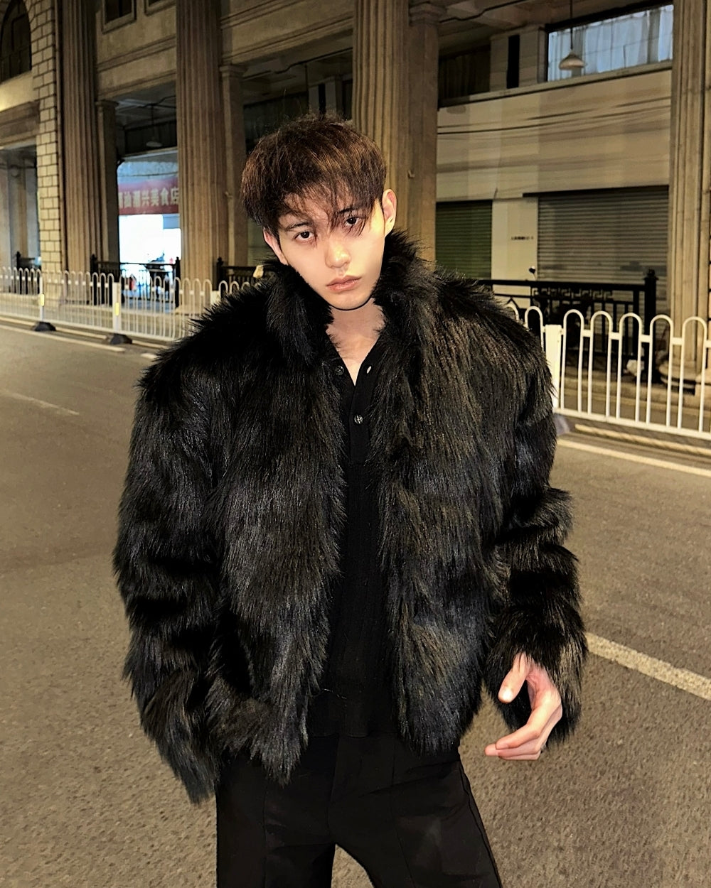 ブラック ファー ジャケット ショートコート 韓国 冬 nr5950