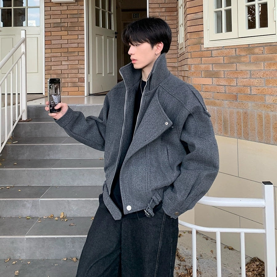 スタンドカラー ジップ ジャケット 2色 ショートブルゾン cr7457