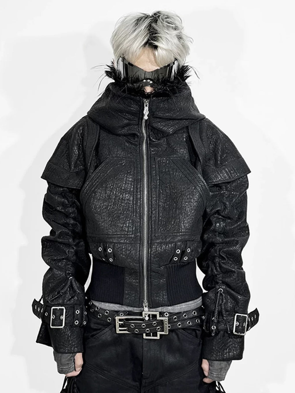 国内未入荷 ATA NOTHINGNESS - Fur Hooded Leather Jacket