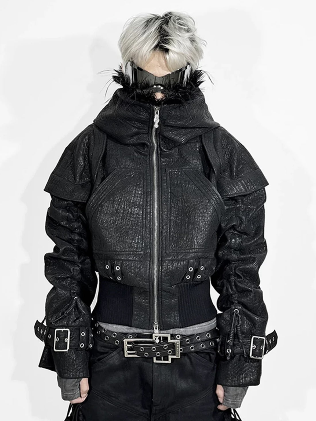 国内未入荷 ATA NOTHINGNESS - Fur Hooded Leather Jacket