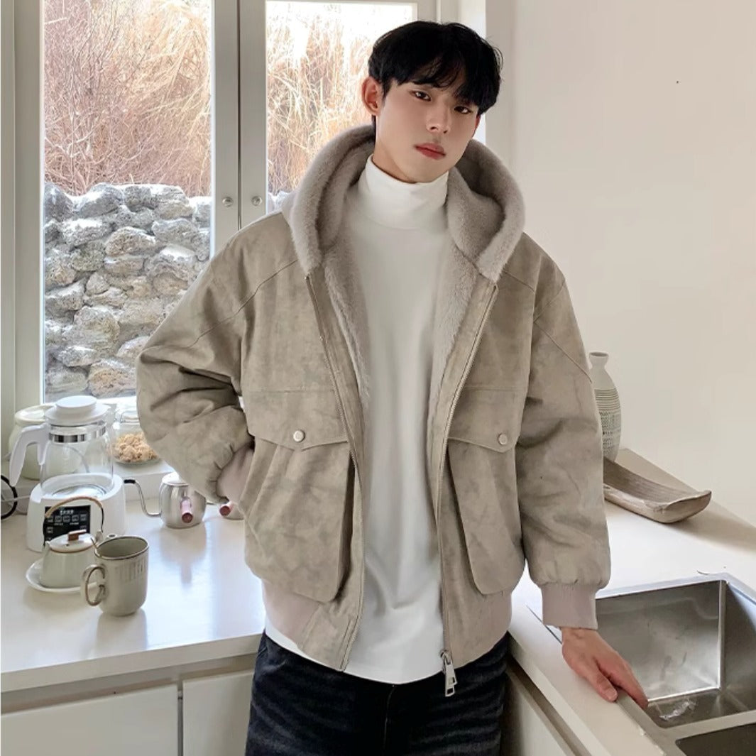 裏ファー フード ジャケット ショート丈 ユニセックス 春 nr8003