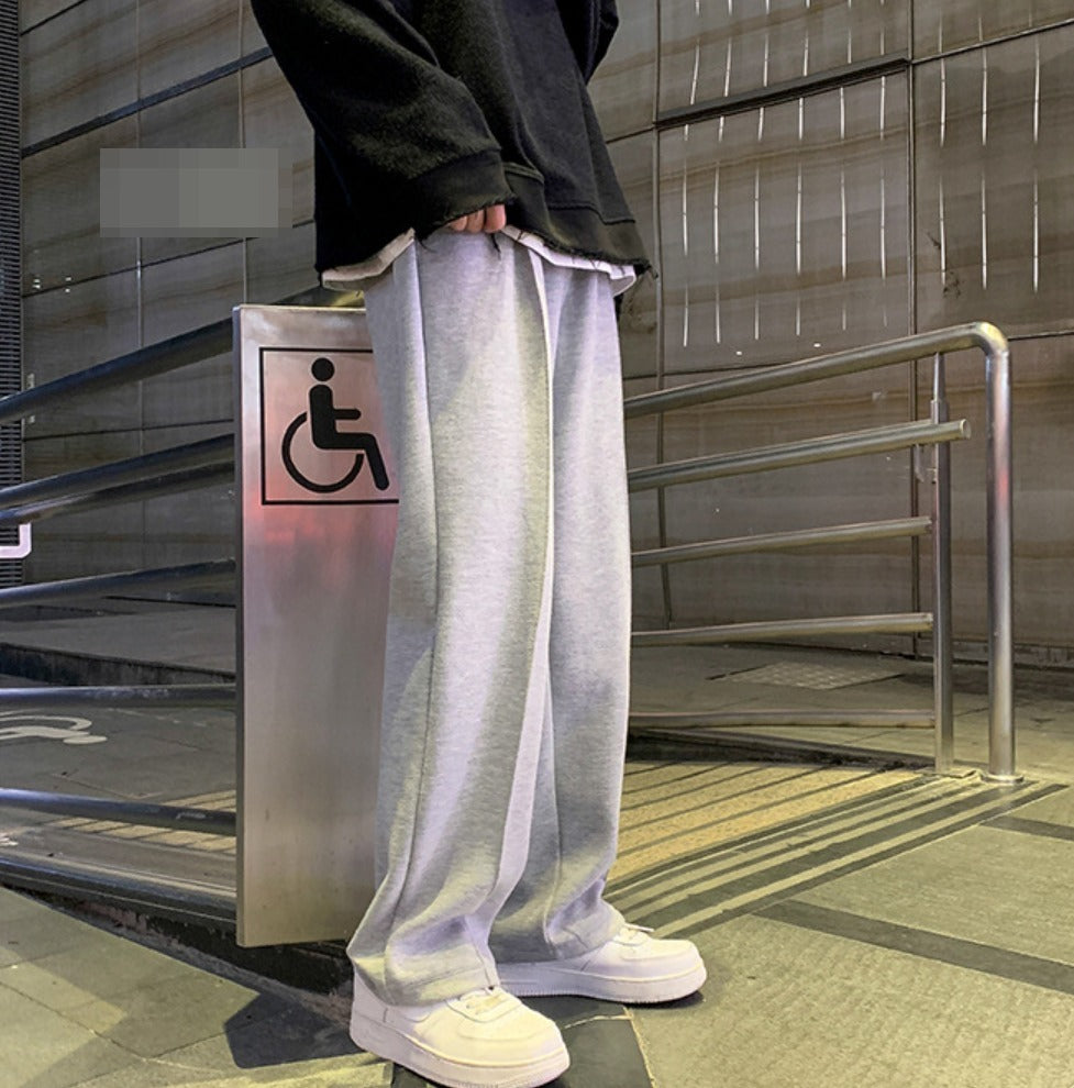 メンズ スウェットパンツ センタープレス 韓国 カジュアル 無地