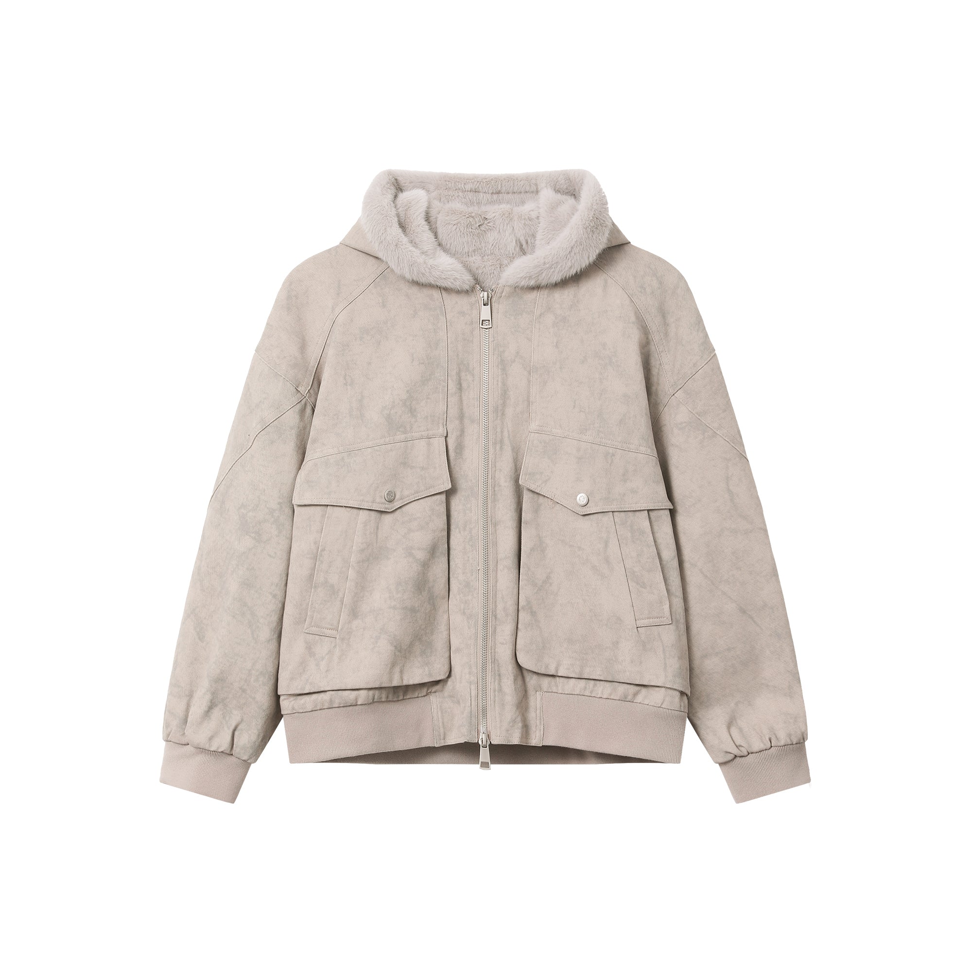 裏ファー フード ジャケット ショート丈 ユニセックス 春 nr8003