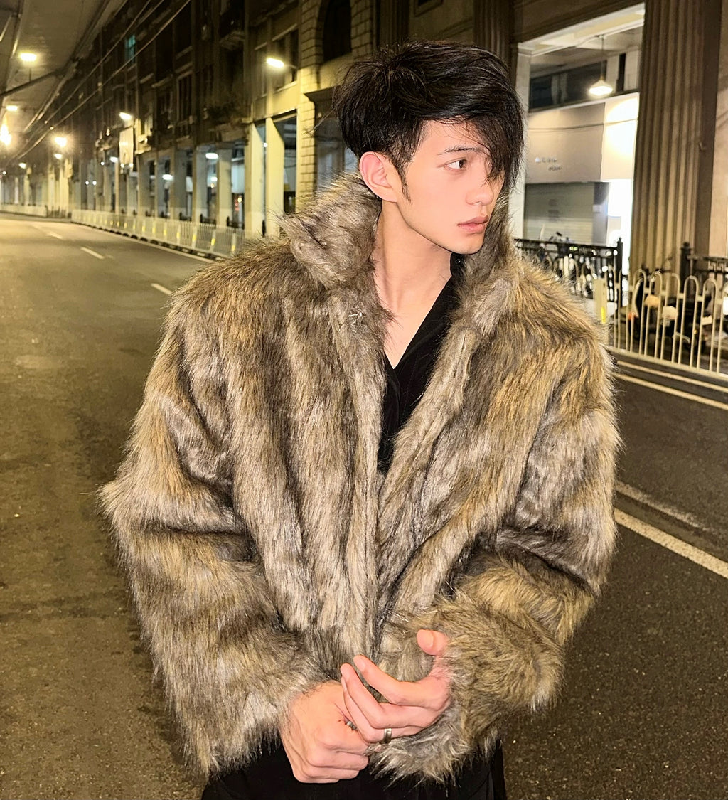 ファー ショートコート ミンク調 ジャケット 韓国 2色 hr6090