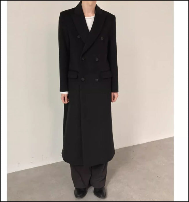 メンズ お洒落 綺麗め ウールタッチ ロングコート シンプル