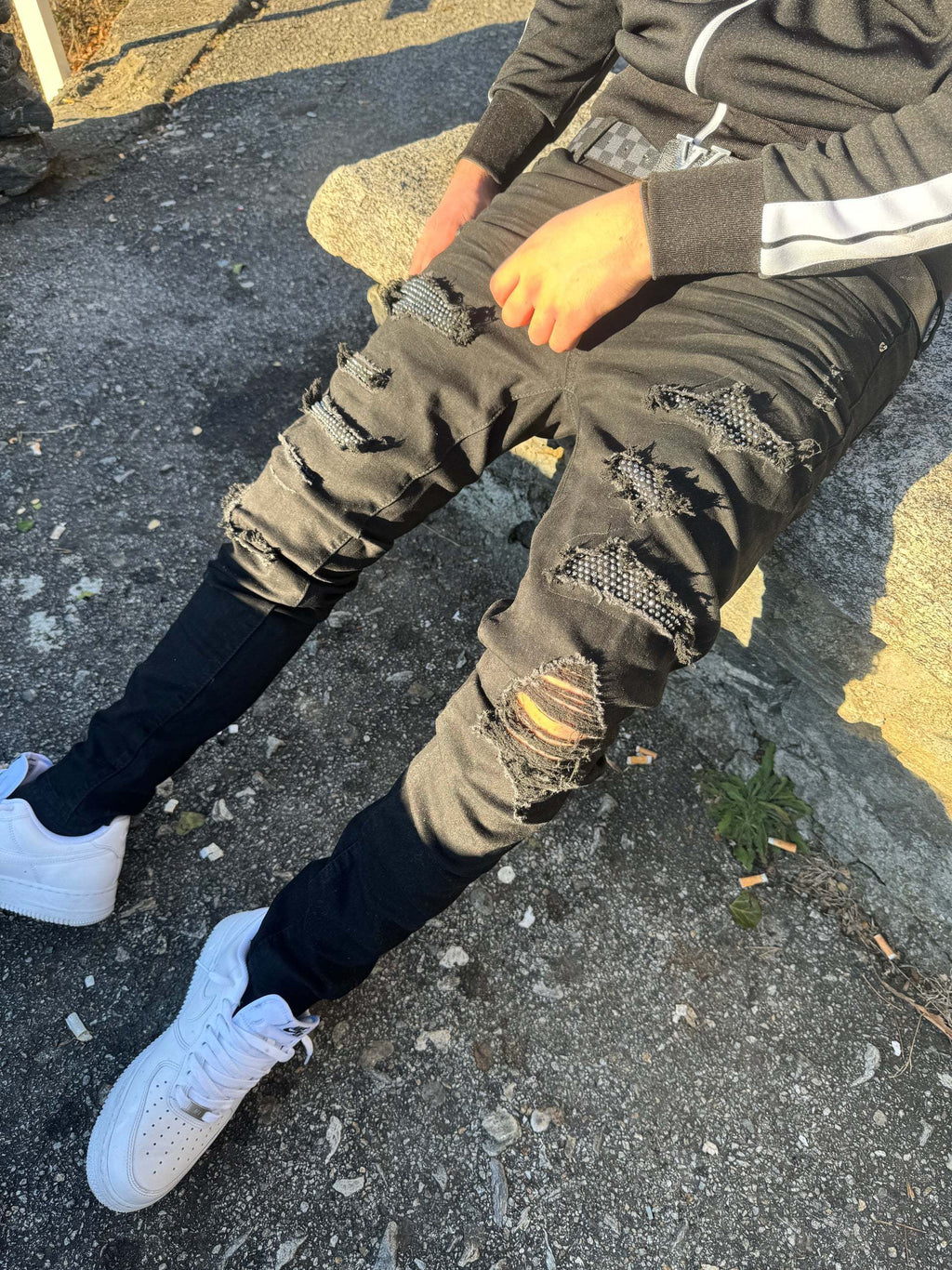 ☆関税/送料込み☆【stwear】UKドリル クリスタルジーンズ