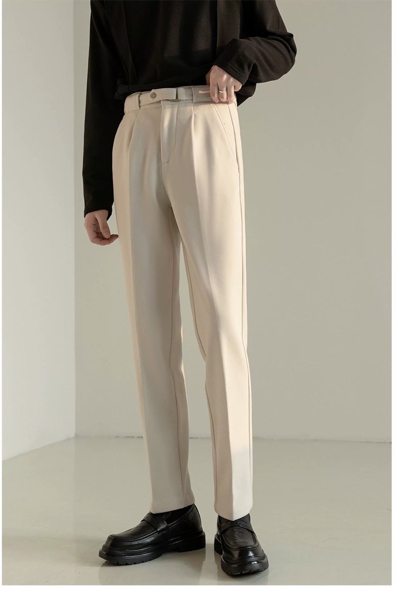 メンズ無地ラシャスラックスロングパンツ秋冬おしゃれ