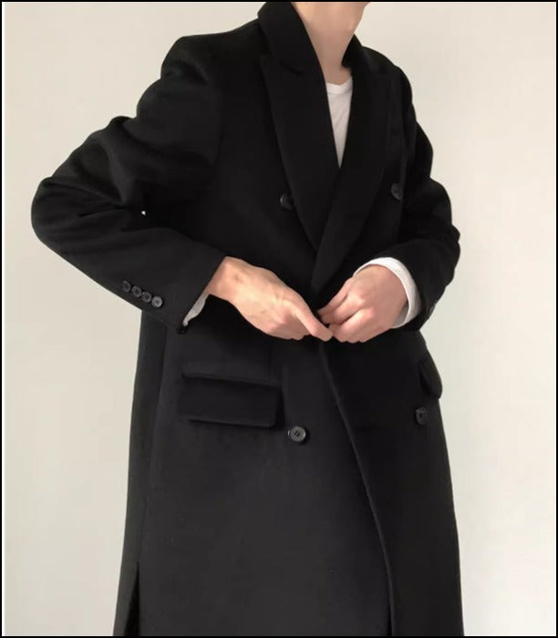 メンズ お洒落 綺麗め ウールタッチ ロングコート シンプル