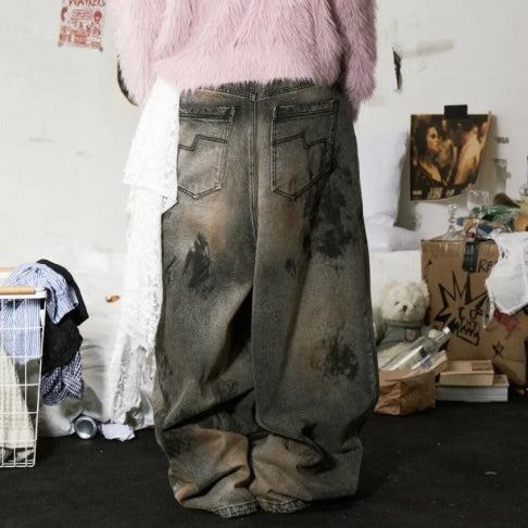 国内未入荷 EMOBROTHER - A-line Washed Baggy Jeans