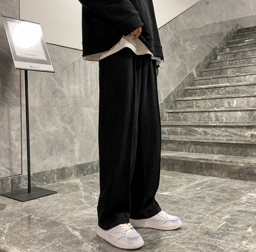メンズ スウェットパンツ センタープレス 韓国 カジュアル 無地