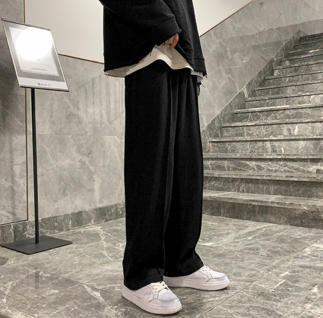 メンズ スウェットパンツ センタープレス 韓国 カジュアル 無地