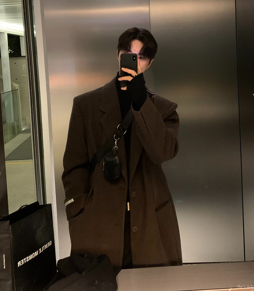 【LOOKPLE】Dart Maxi Overfit Wool Coat ★