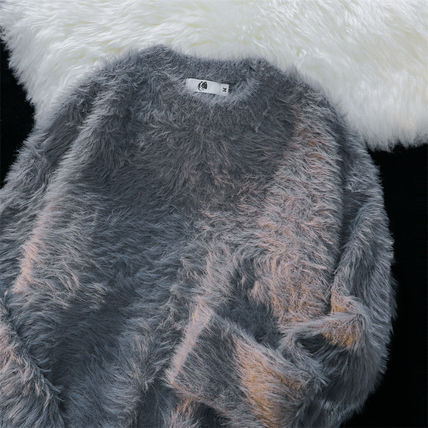 シャギーニット 無地 セーター オーバーサイズ フェイクファー