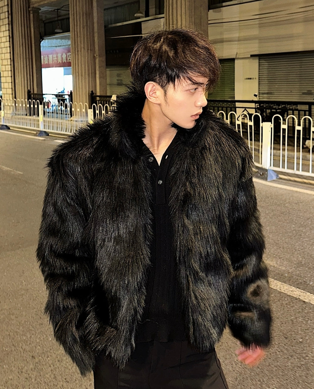 ブラック ファー ジャケット ショートコート 韓国 冬 nr5950