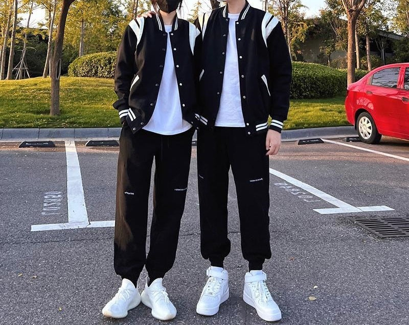 ライン スタジャン ユニセックス ストリートカジュアル S-3XL