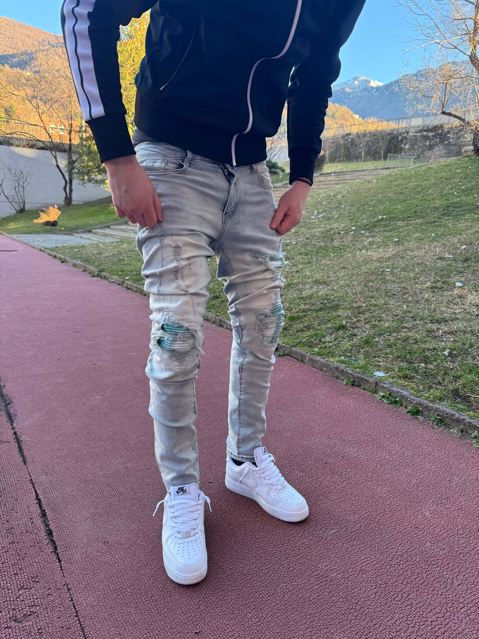 ☆関税/送料込み☆【stwear】UKドリル ダメージデニム