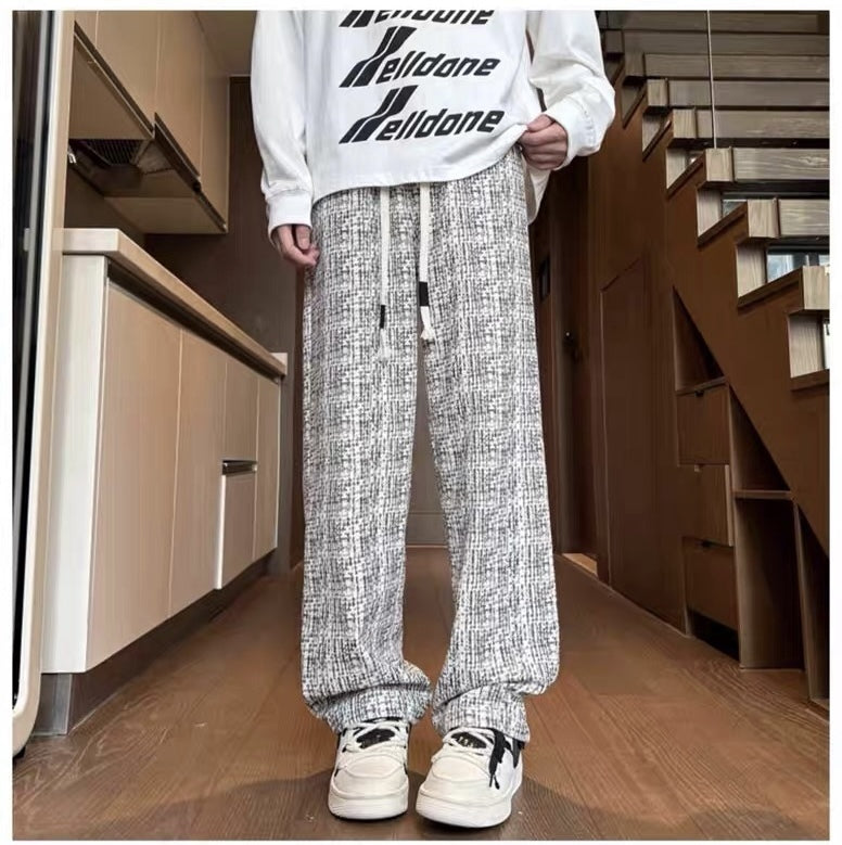 メンズベロアロングパンツストレート春秋おしゃれ