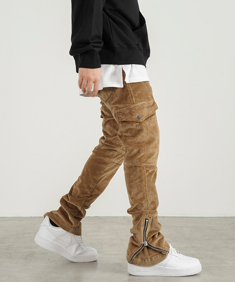 URKOOL 　コーデュロイジッパーカーゴパンツ