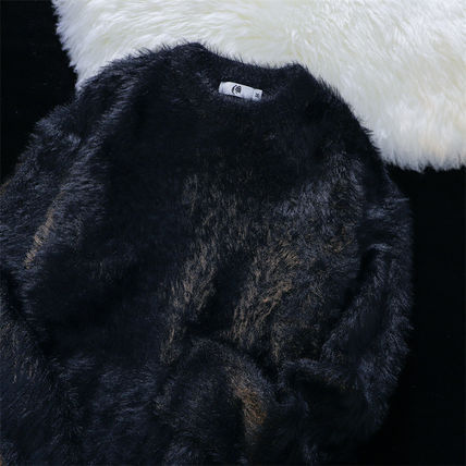 シャギーニット 無地 セーター オーバーサイズ フェイクファー